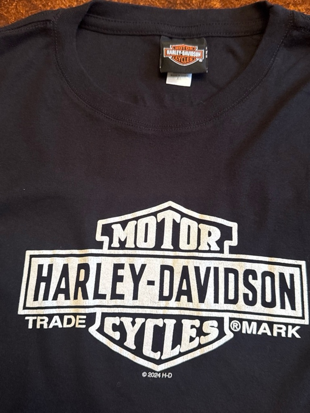 Lone Star state Harley-Davidson Black Tee with Orange and White Logo